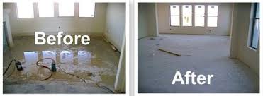before and after water damage restoration in room